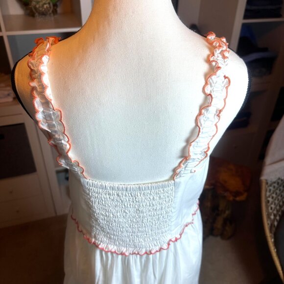 J.Crew Womens White Dress Sleeveless Maxi Dress Ruffle Trim Smocked Back Sz10 - Picture 8 of 13